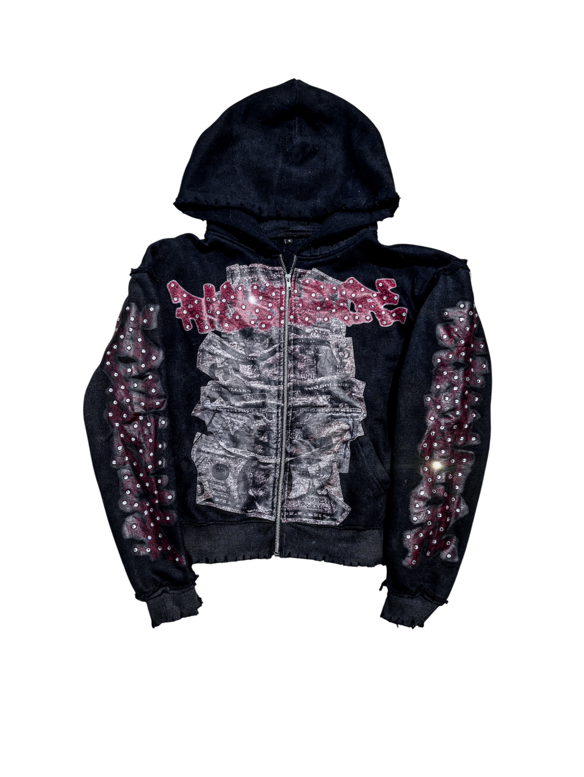 Racks Galore “Dead Presidents” Zip-Up Hoodie Red