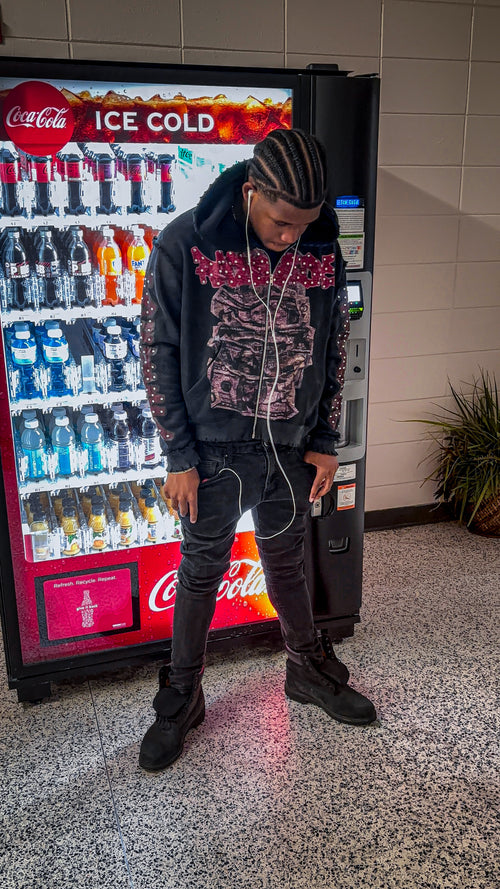 Racks Galore “Dead Presidents” Zip-Up Hoodie Red