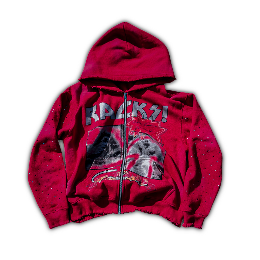 Racks Galore "Racks" Zip-Up Hoodie Red