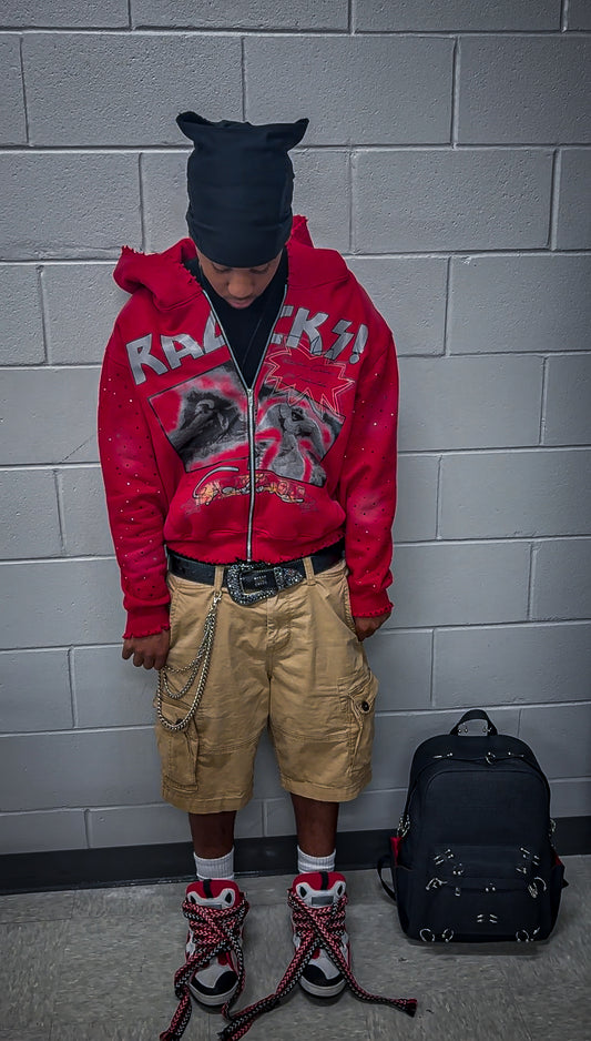 Racks Galore "Racks" Zip-Up Hoodie Red